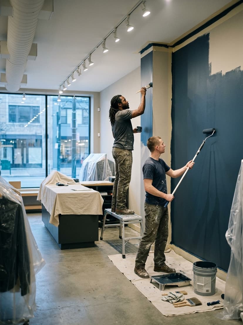 Retail shop: ceilings & feature wall